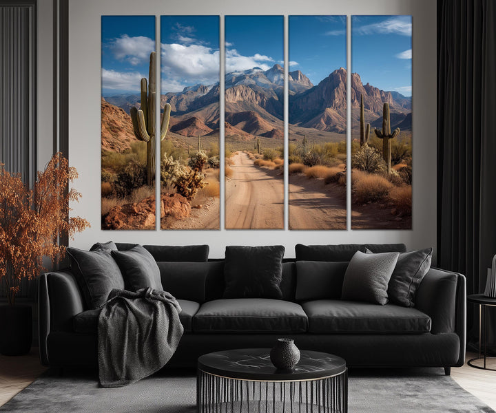 Set of 5 Multi Panel Southwestern Desert Landscape Wall Art