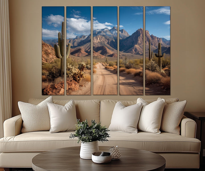 Set of 5 Multi Panel Southwestern Desert Landscape Wall Art