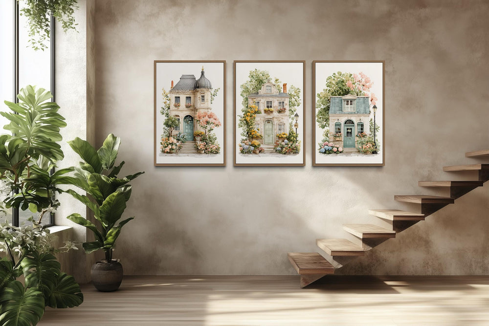 Shabby Chic Floral French Cottage Wall Art Set of 3