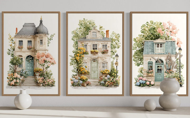 Shabby Chic Floral French Cottage Wall Art Set of 3