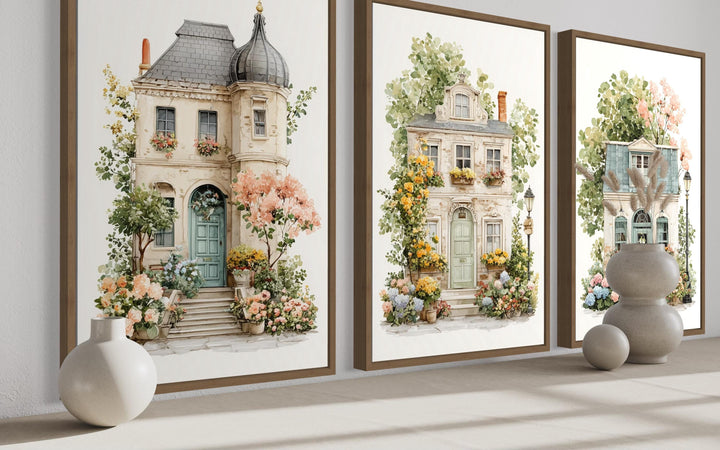 Shabby Chic Floral French Cottage Wall Art Set of 3