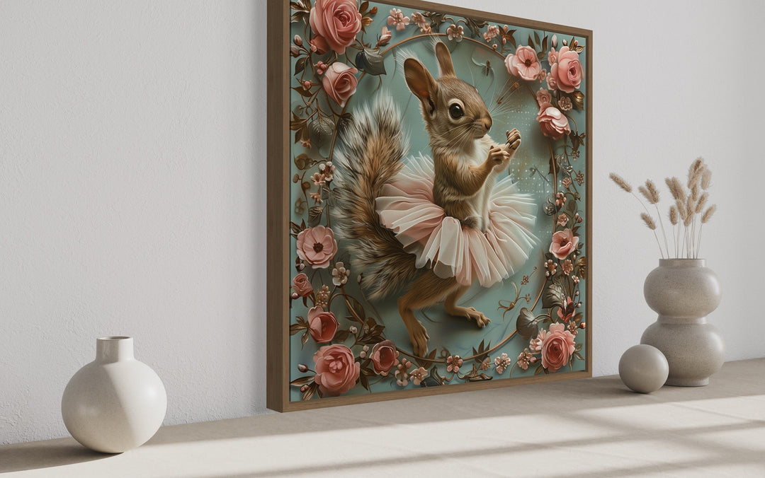 Shabby Chic Squirrel In Ballerina Tutu In Flowers Wall Art