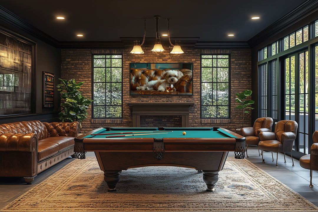 Shih Tzu Wall Art - Framed Canvas Print of Playful Whiskey Dog Illustration