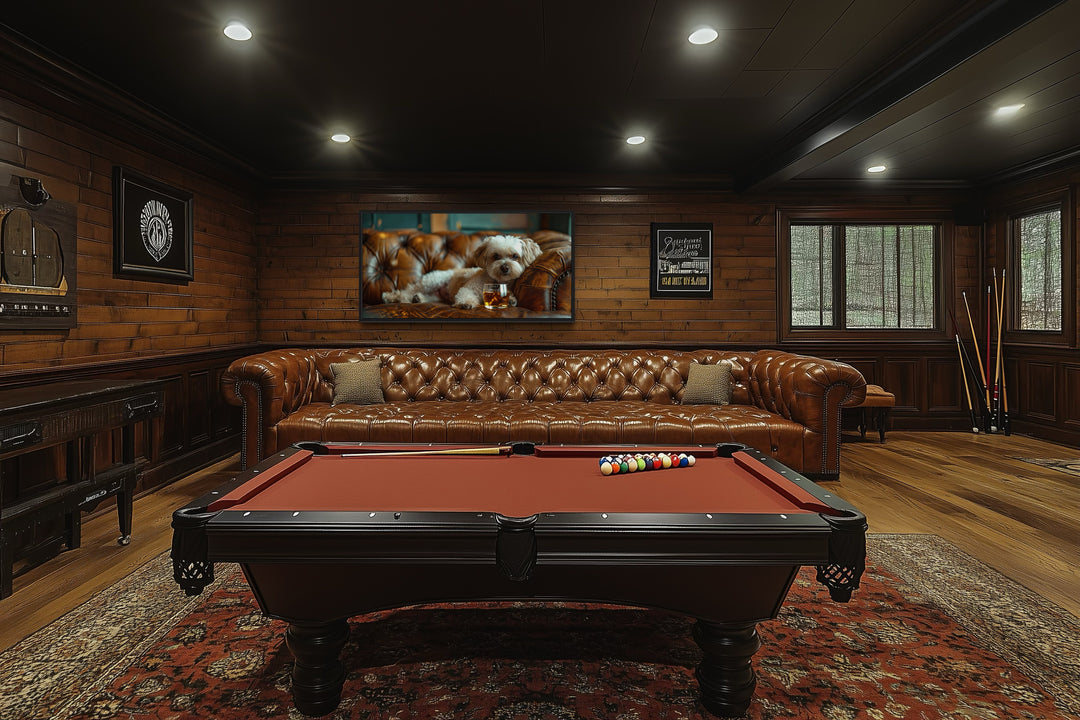 Shih Tzu Wall Art - Framed Canvas Print of Playful Whiskey Dog Illustration