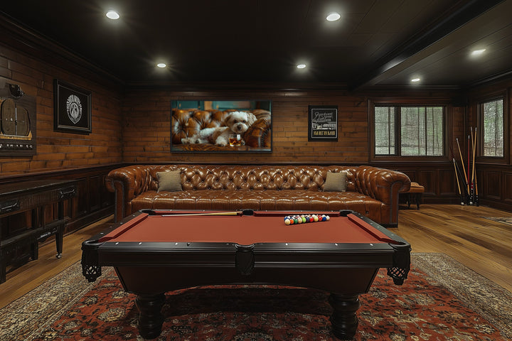 Shih Tzu Wall Art - Framed Canvas Print of Playful Whiskey Dog Illustration