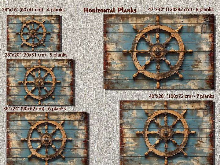 Ship Wheel Distressed Wood Wall Art - Nautical Decor