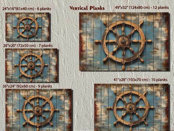 Ship Wheel Wall Art - Distressed Wood Nautical Decor | Rustic Coastal Art for Men