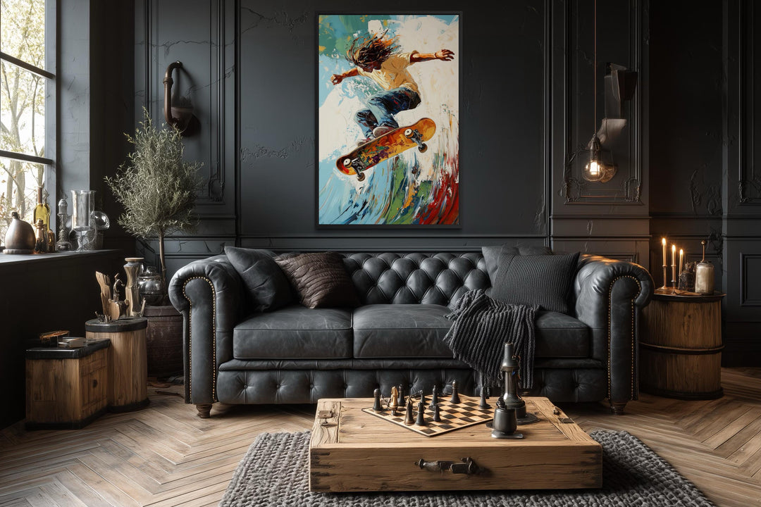 Skateboarder Framed Canvas Wall Art