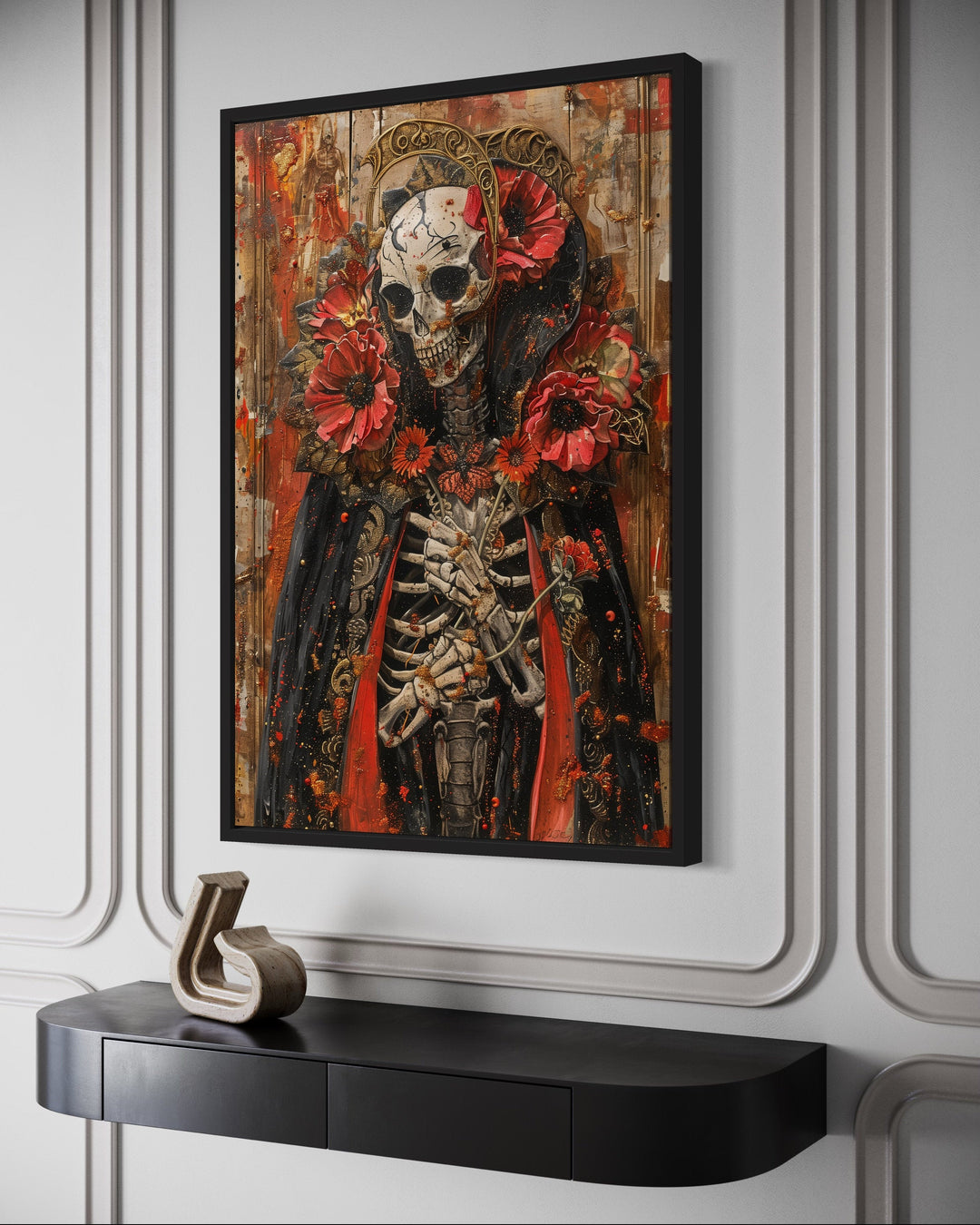 Skeleton Bridegroom With Flowers Gothic Halloween Wall Art