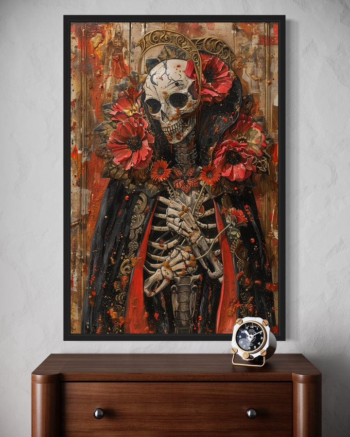 Skeleton Bridegroom With Flowers Gothic Halloween Wall Art