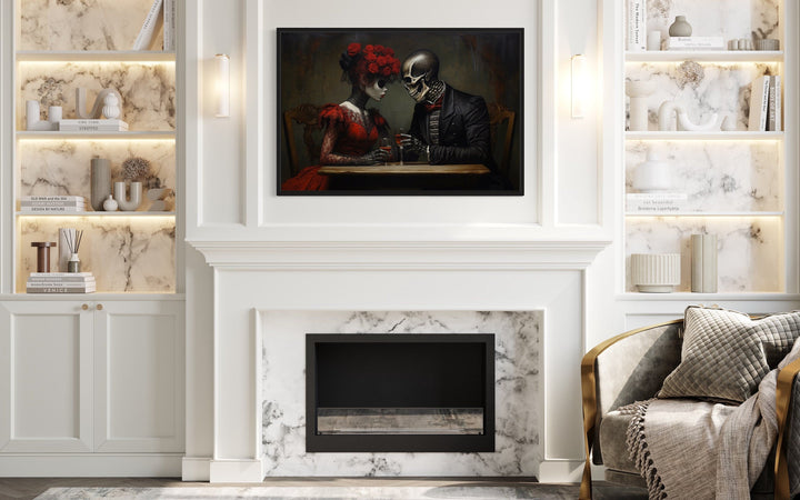 Skeleton Couple Romantic Gothic Framed Canvas Wall Art