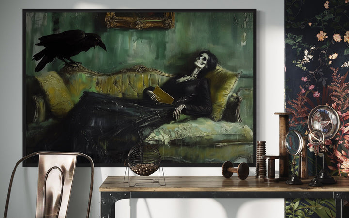 Skeleton Decadent Young Woman After The Dance Gothic Halloween Wall Art