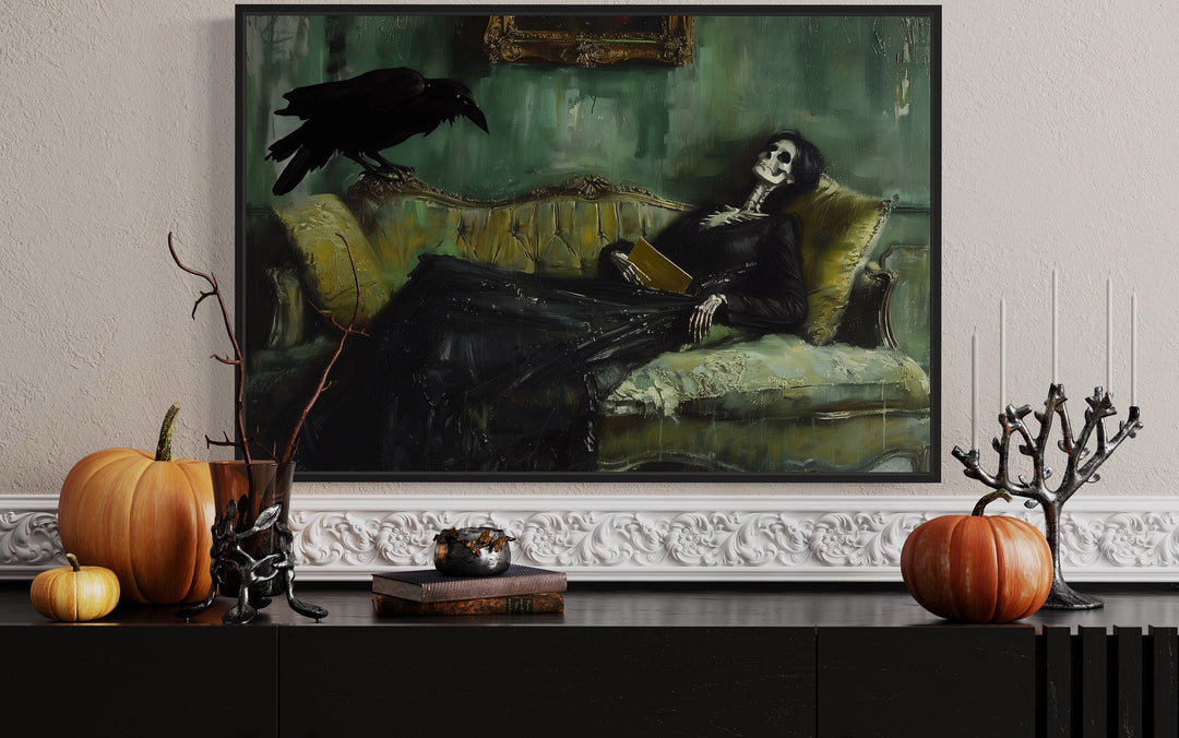 Skeleton Decadent Young Woman After The Dance Gothic Halloween Wall Art