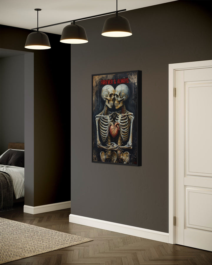 Skeleton Lovers Romantic Gothic Framed Canvas Wall Art