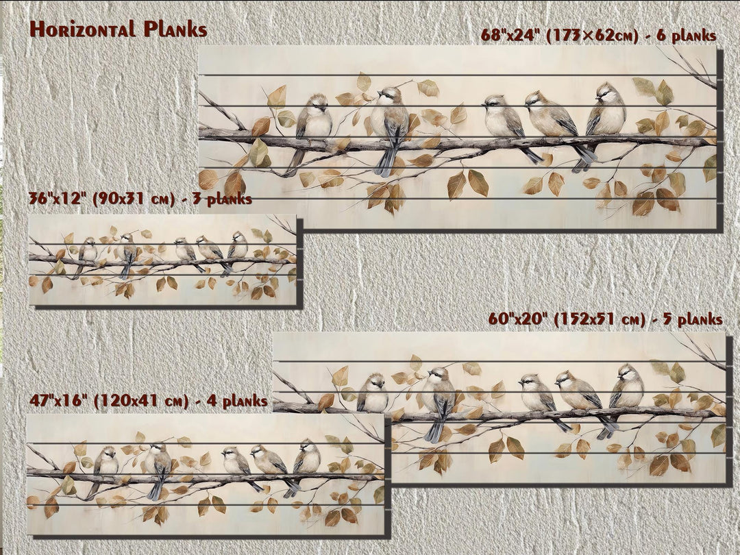 Small Birds on A Branch Distressed Wood Wall Art