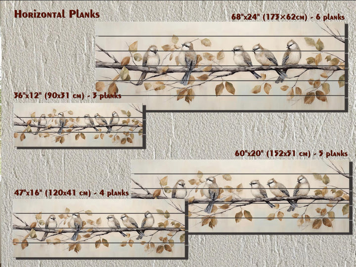 Small Birds on A Branch Distressed Wood Wall Art