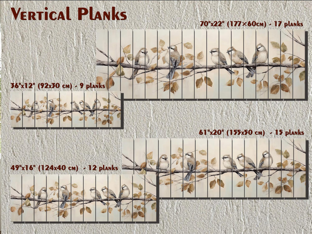 Small Birds on A Branch Distressed Wood Wall Art