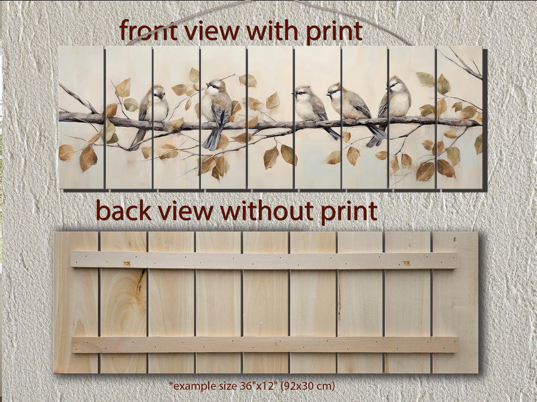 Small Birds on A Branch Distressed Wood Wall Art