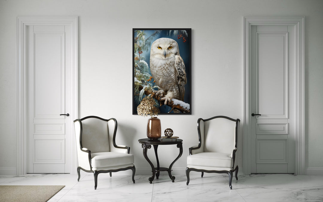 Snowy Owl Painting Framed Canvas Wall Art