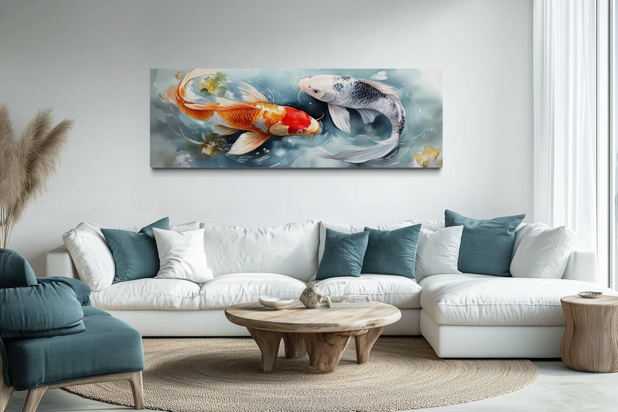 Koi Fish Paintings Framed Canvas Wall Art | Wall Decor Delights