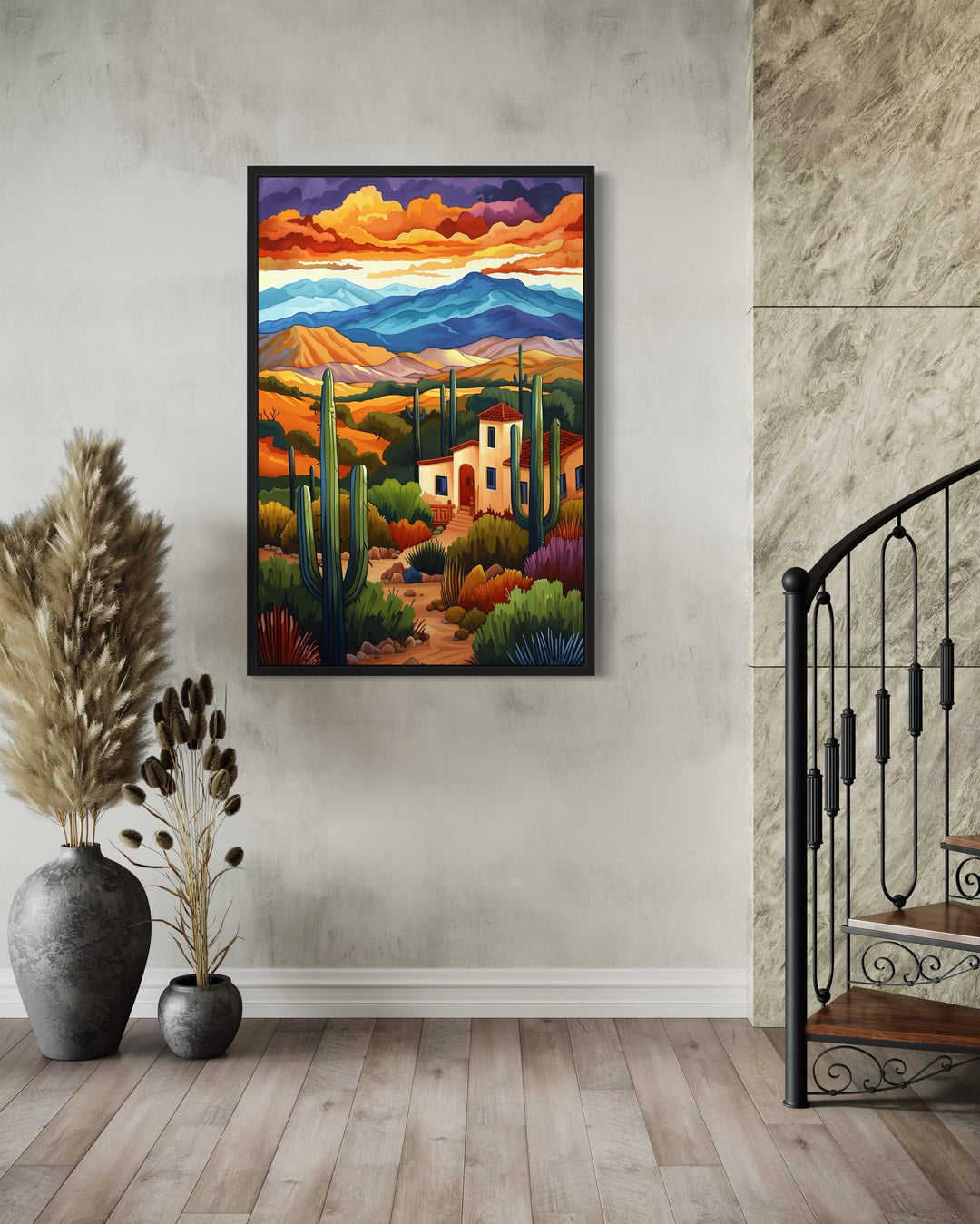 Southwestern Desert Landscape Colorful Canvas Wall Art