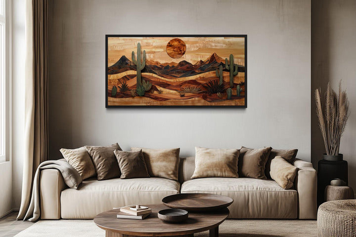 Southwestern Desert Landscape Wood Style Canvas Wall Art