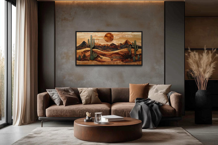 Southwestern Desert Landscape Wood Style Canvas Wall Art