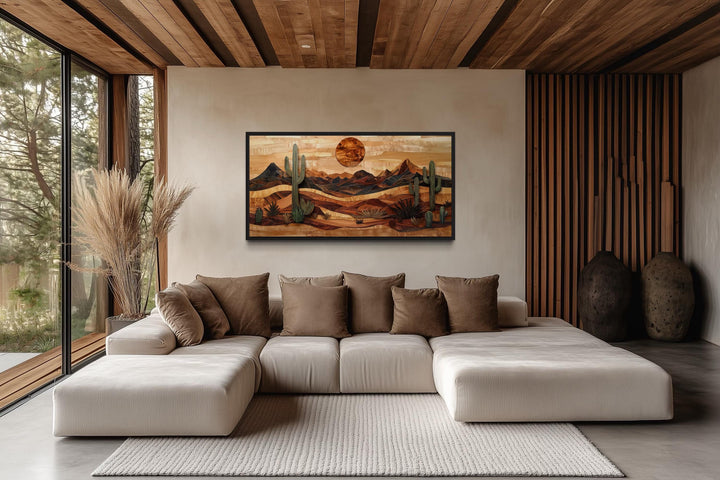 Southwestern Desert Landscape Wood Style Canvas Wall Art