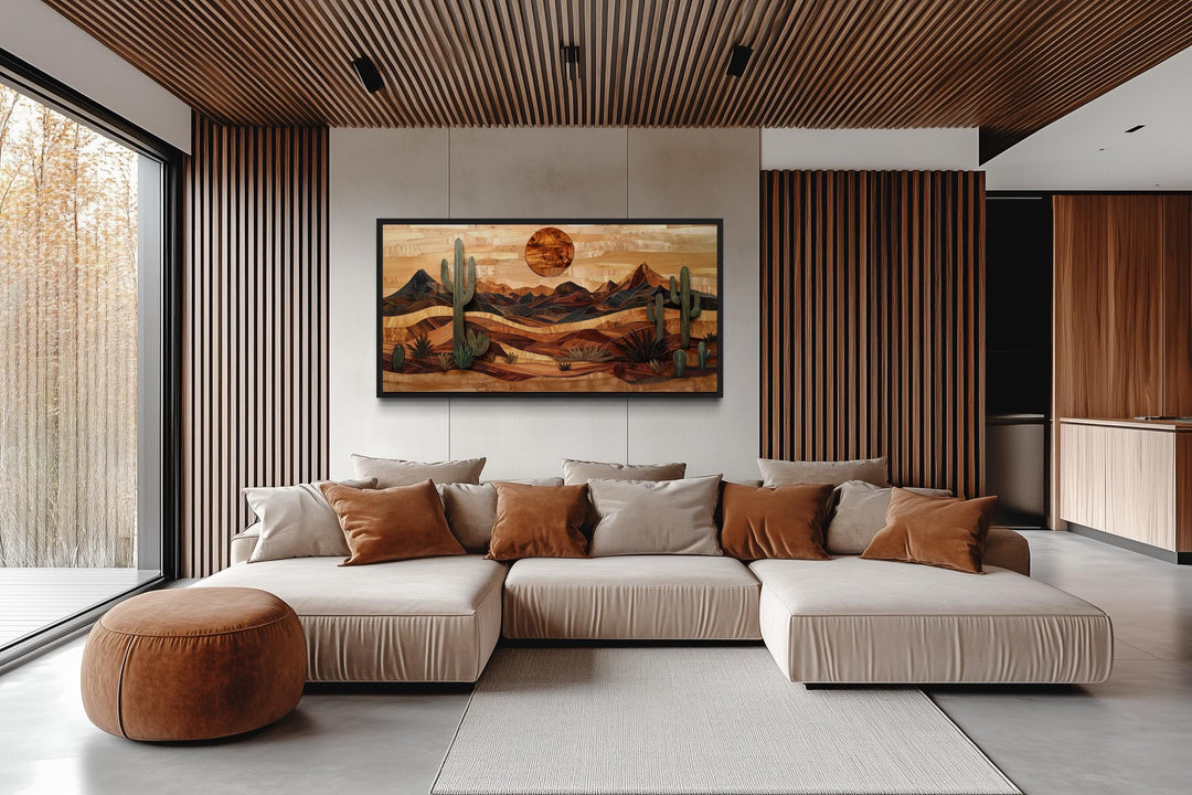 Southwestern Desert Landscape Wood Style Canvas Wall Art