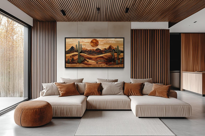 Southwestern Desert Landscape Wood Style Canvas Wall Art