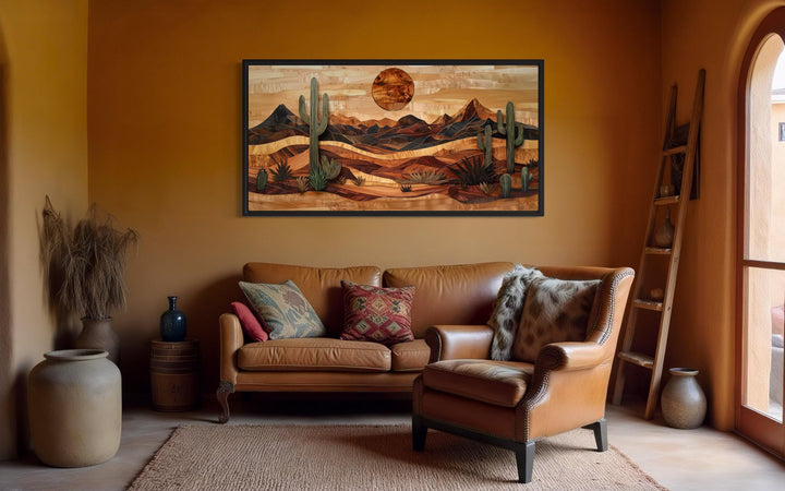 Southwestern Desert Landscape Wood Style Canvas Wall Art