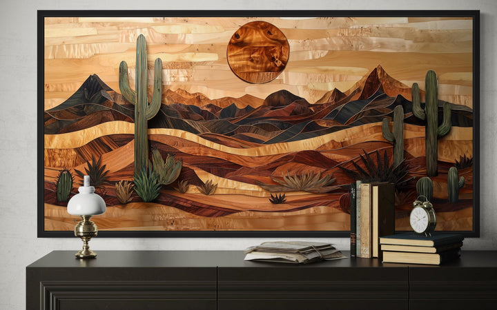 Southwestern Desert Landscape Wood Style Canvas Wall Art