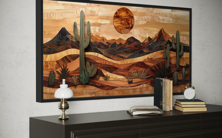 Southwestern Desert Landscape Wood Style Canvas Wall Art