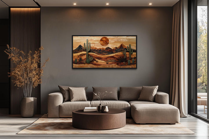 Southwestern Desert Landscape Wood Style Canvas Wall Art