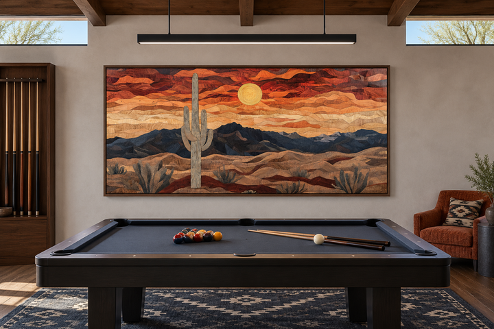 Rustic Wood Style Desert Framed Canvas Wall Art