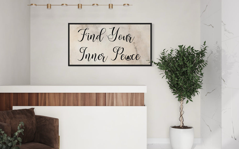 Spa Salon Wall Art - Find Your Inner Peace Framed Canvas for Relaxation Room