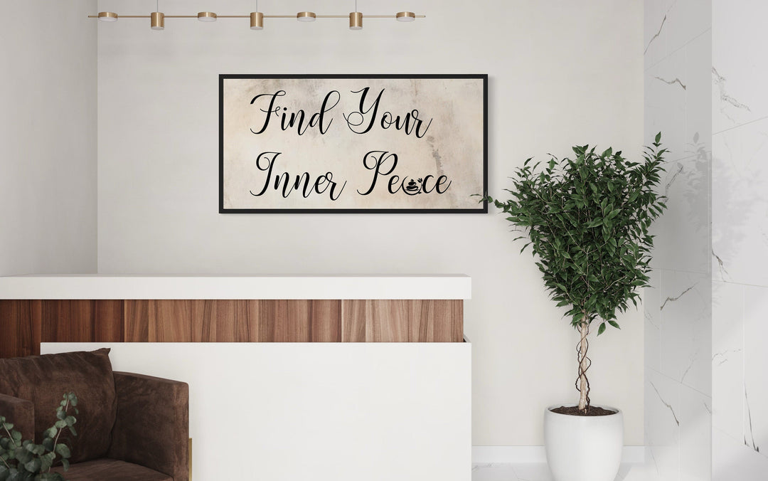 Spa Salon Wall Art - Find Your Inner Peace Framed Canvas for Relaxation Room