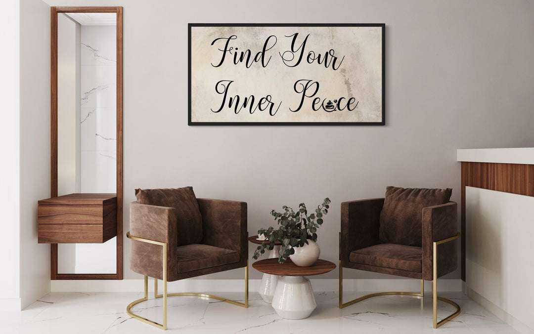 Spa Salon Wall Art - Find Your Inner Peace Framed Canvas for Relaxation Room
