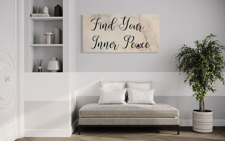 Spa Salon Wall Art - Find Your Inner Peace Framed Canvas for Relaxation Room