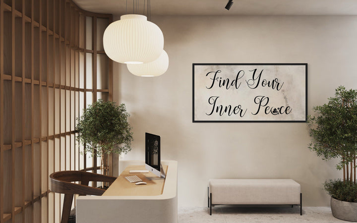 Spa Salon Wall Art - Find Your Inner Peace Framed Canvas for Relaxation Room