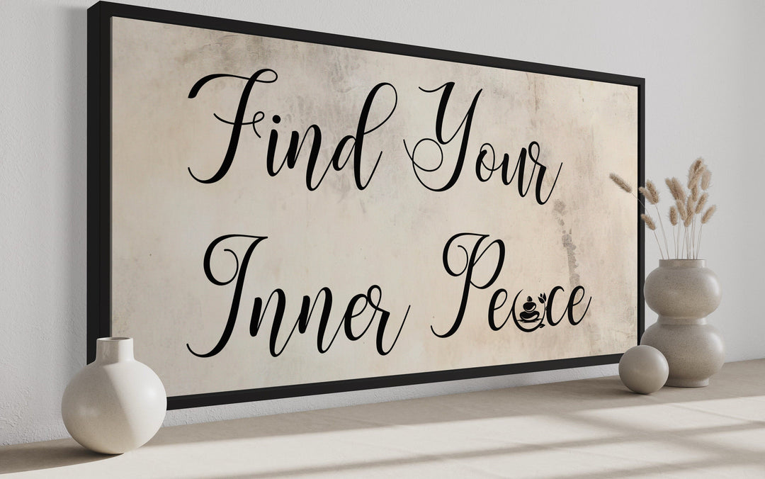 Spa Salon Wall Art - Find Your Inner Peace Framed Canvas for Relaxation Room