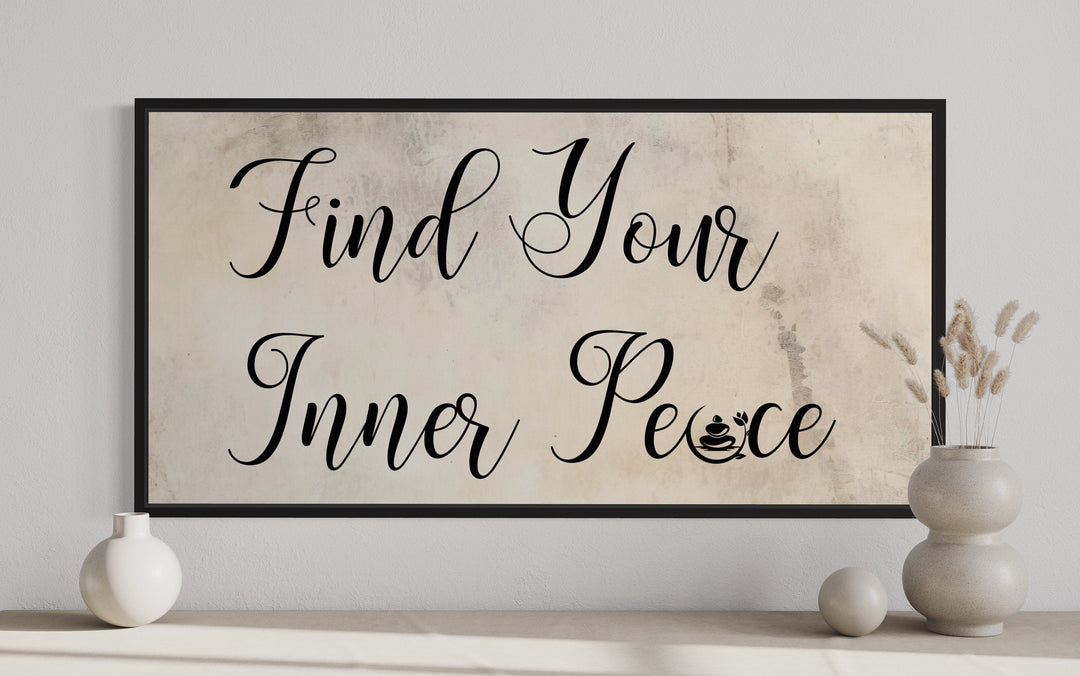 Spa Salon Wall Art - Find Your Inner Peace Framed Canvas for Relaxation Room