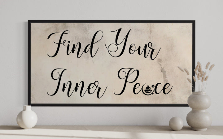 Spa Salon Wall Art - Find Your Inner Peace Framed Canvas for Relaxation Room