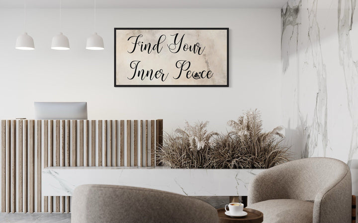 Spa Salon Wall Art - Find Your Inner Peace Framed Canvas for Relaxation Room