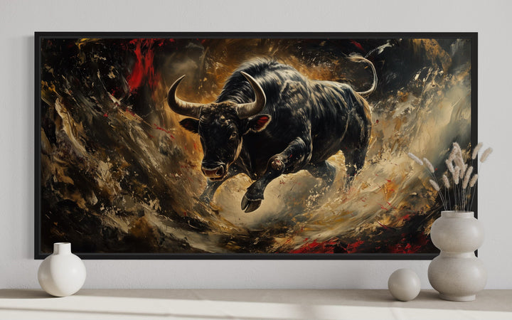 Spanish Fighting Bull -Toro Bravo Corrida Framed Canvas Wall Art