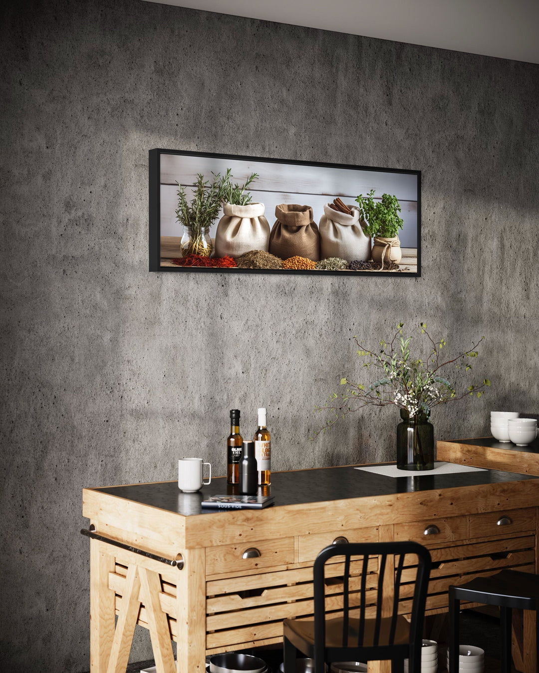 Spices And Herbs Long Horizontal Kitchen Wall Decor