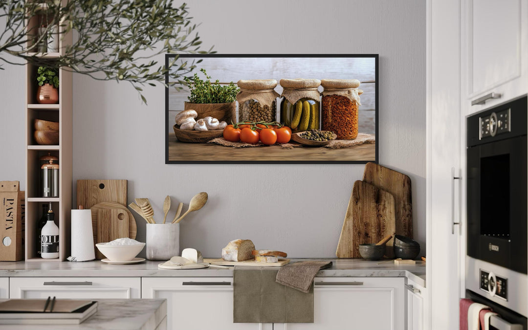 Spices And Pickles Framed Canvas Wall Art For Kitchen