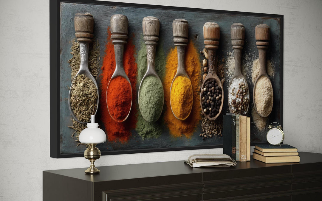 Spices and Herbs In Spoons Kitchen Wall Art