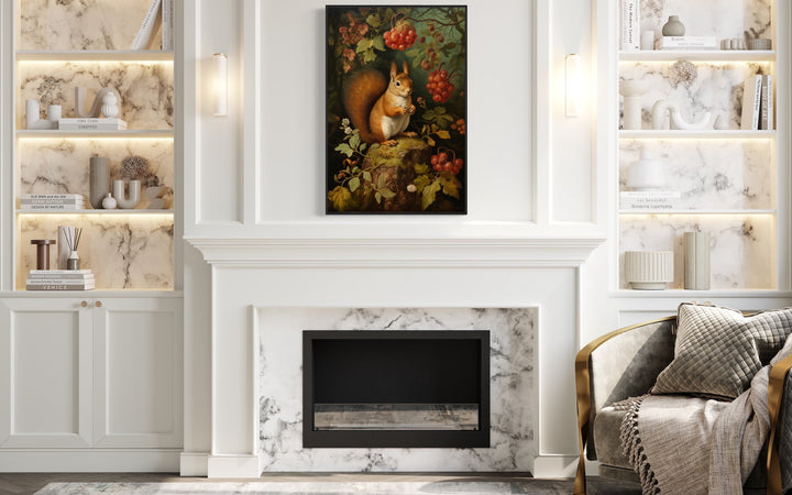 Squirrel In The Forest Forestcore Framed Canvas Wall Art