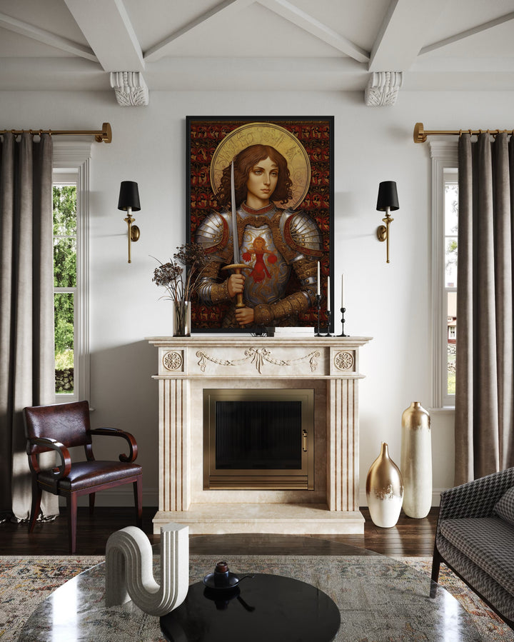 St. Joan Of Arc Framed Canvas Wall Art